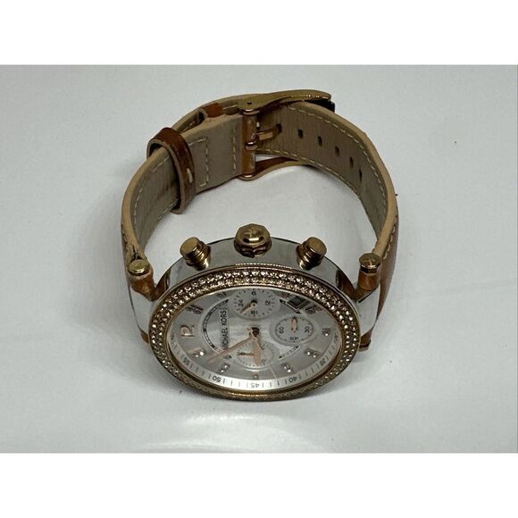 Michael Kors Parker MK5633 Women's Tan Leather Strap Analog Dial Watch NUL30 - Picture 7 of 11